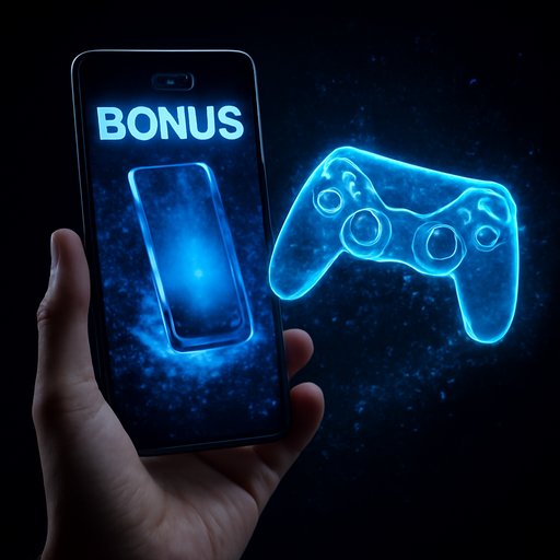 7j777 bonus banner on phone display